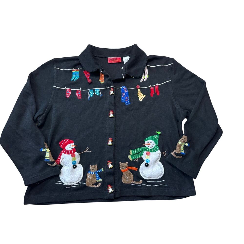 ONQUE CASUALS Vintage Christmas sweater, Size Women's L, Christmas, Holiday Cats